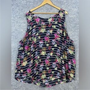 Torrid Black Floral Skull Striped Pattern
Semi-Sheer Chiffon Tank Top
